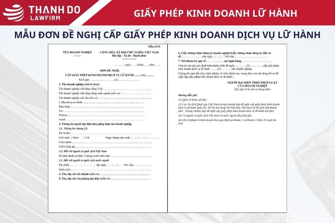 Mẫu đơn đề nghị cấp giấy phép kinh doanh dịch vụ lữ hành