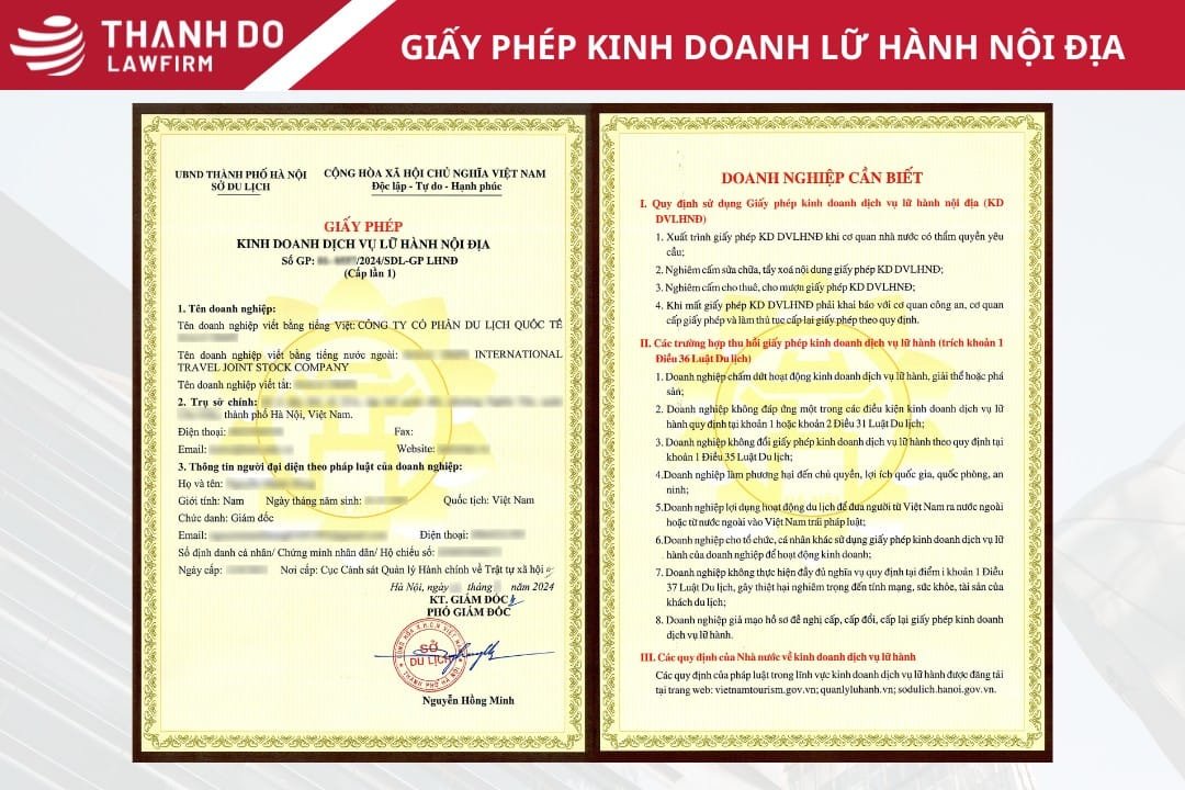 Mẫu giấy phép kinh doanh lữ hành nội địa