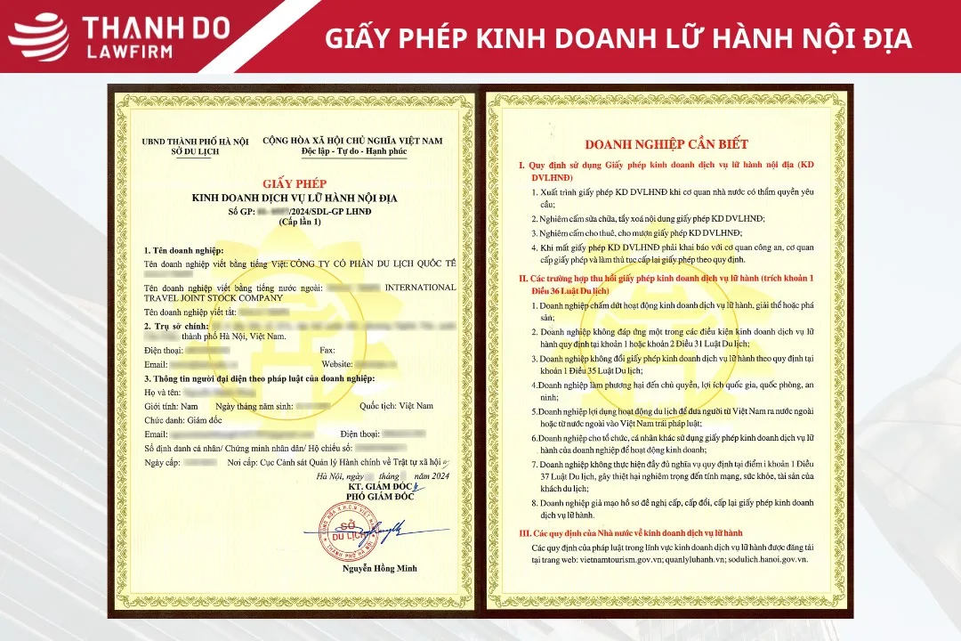 Mẫu giấy phép kinh doanh lữ hành nội địa