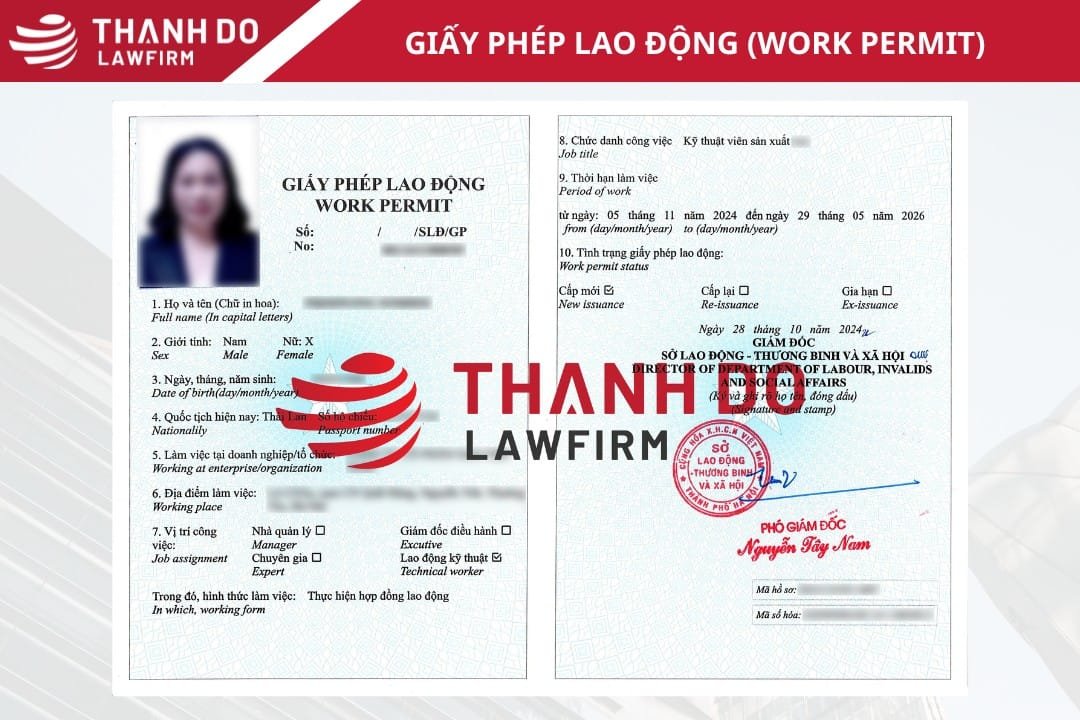 Mẫu Giấy Phép Lao Động Cho Người Nước Ngoài - Work Permit